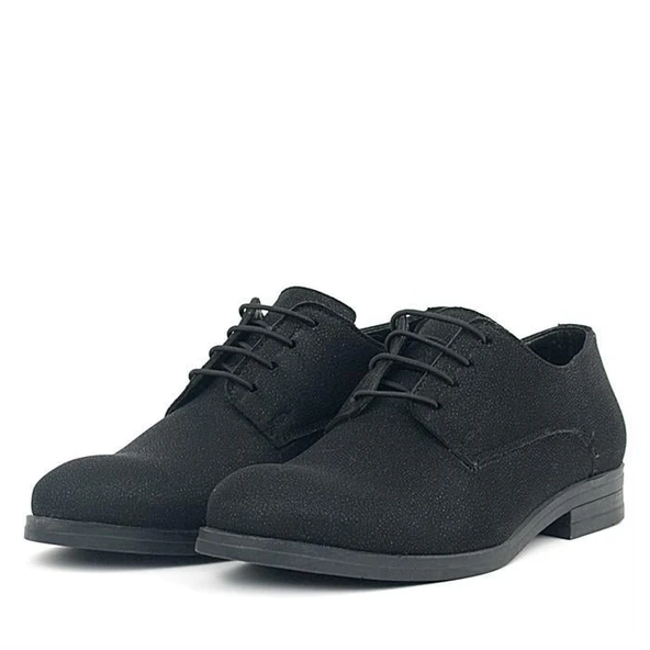 Rakerplus Siyah Simli Bağcıklı Takım Elbise Klasik Çocuk Ayakkabı - 5