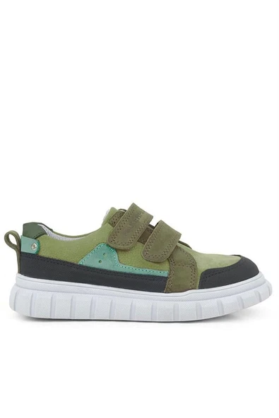 Rakerplus Hakiki Deri Yeşil Cırtlı Günlük Spor Çocuk Okul Ayakkabı - Resim 3