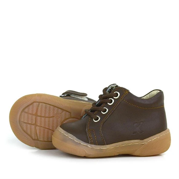 Anatomik Yumuşak Hakiki Deri Fermuarlı Kahve Bebek Bot Ayakkabı - Resim 6