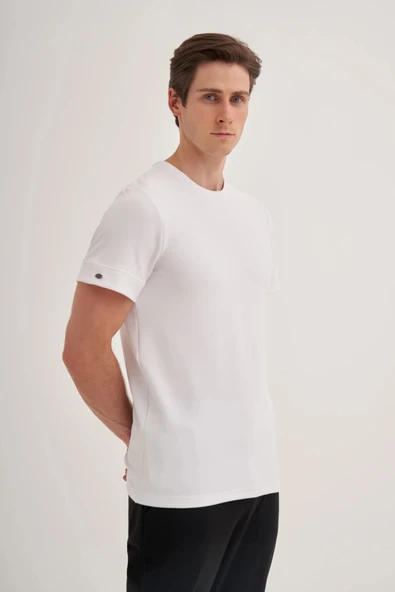 Cazador 4202 Bisiklet YaKa T-SHIRT Beyaz - 2