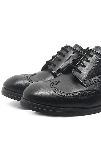 Rakerplus Siyah Bağcıklı Erkek Çocuk Klasik Okul Ayakkabısı - 6