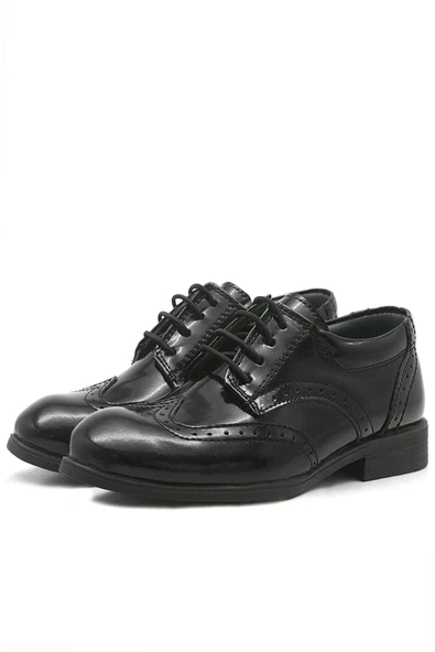 Rakerplus Titan Hakiki Deri Siyah Rugan Klasik Erkek Çocuk Ayakkabı - Resim 11