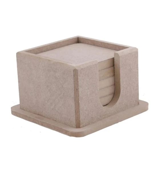 Ahşap Boyanabilir Dekoratif Kare Bardak Altlığı - 2