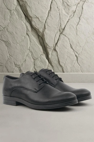 Rakerplus Siyah Mat Bağcıklı Oxford Çocuk Okul Ayakkabısı