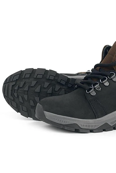 Rakerplus Hakiki Deri Siyah Kahverengi Fermuarlı Trekking Çocuk Bot - Resim 8