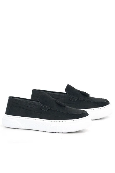 Rakerplus Siyah Süet Erkek Çocuk Klasik Makosen Ayakkabı - Resim 6