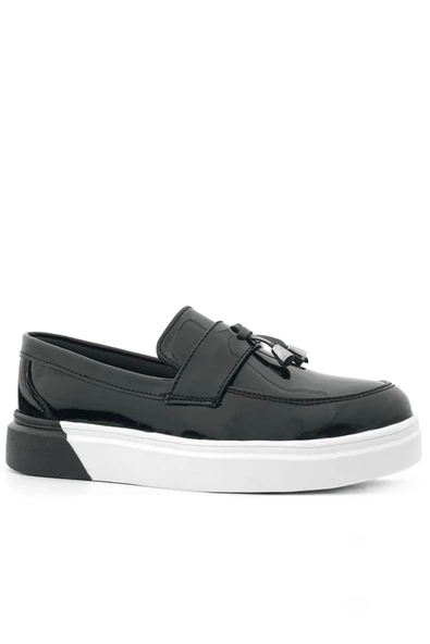 Rakerplus Siyah Rugan Tokalı Çocuk Klasik Ayakkabı - Resim 2