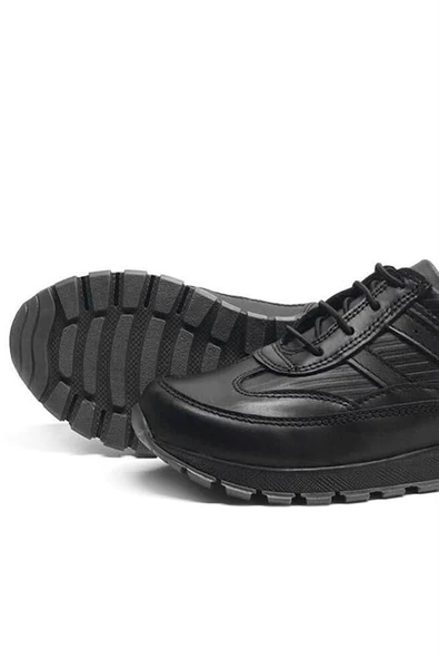 Rakerplus Hakiki Deri Siyah Bağcıklı Erkek Çocuk Spor Okul Ayakkabı - 5