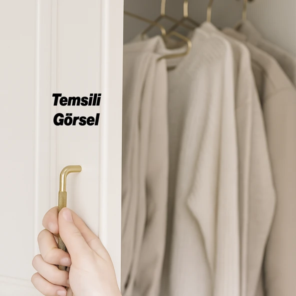 Tırtıklı Altın Gold Metal Kulp 320 mm 32 cm Mobilya Çekmece Dolap Dolabı Modern Kapak Kulpları - Resim 7