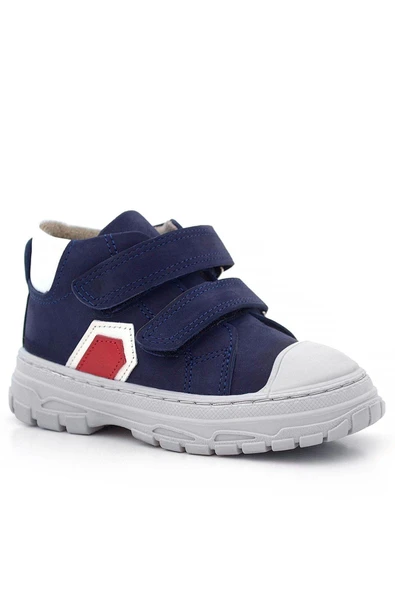Rakerplus Tails Hakiki Deri Lacivert Kırmızı Cırtlı Çocuk Spor Bot - 2