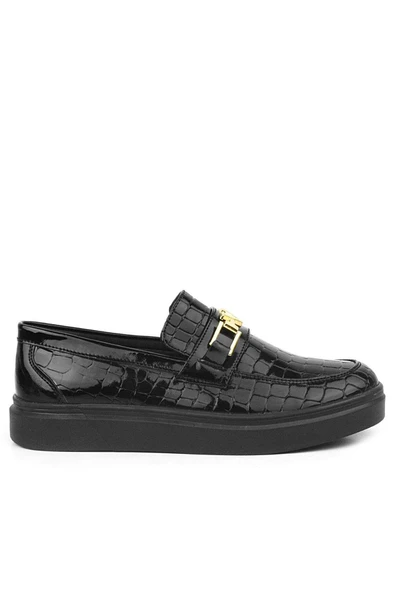 Rakerplus Siyah Rugan Tokalı Loafer Çocuk Klasik Ayakkabı - 3