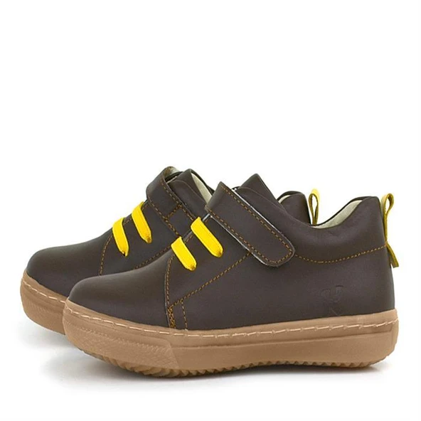 Anatomik Hakiki Deri Yumuşak Kahverengi Lastikli Cırtlı Çocuk Ayakkabı - Resim 5