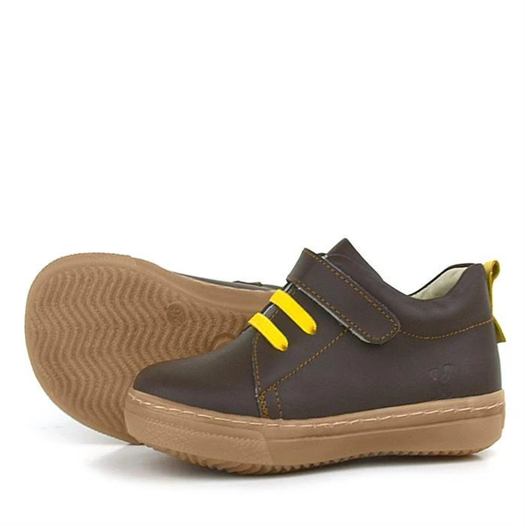 Anatomik Hakiki Deri Yumuşak Kahverengi Lastikli Cırtlı Çocuk Ayakkabı - Resim 6