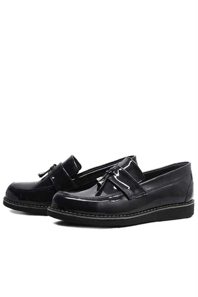 Rakerplus Siyah Rugan Loafer Çocuk Okul Ayakkabı - 12