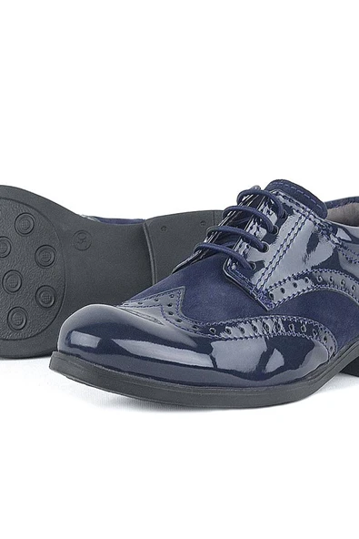 Rakerplus Titan Rugan Bağcıklı Lacivert Süet Klasik Erkek Çocuk Okul Ayakkabı - 12