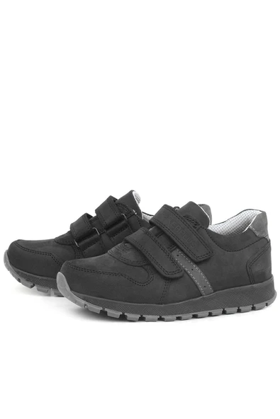Rakerplus Hakiki Deri Cırtlı Siyah Çocuk Spor Okul Ayakkabı - 4