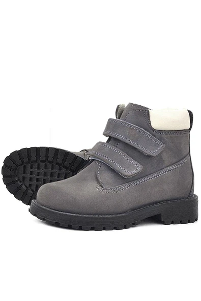 Rakerplus Neson Hakiki Deri Gri Cırtlı Kürklü Çocuk Bot - Resim 6