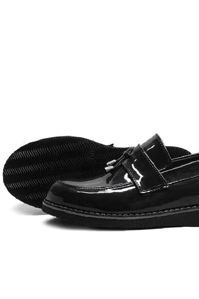 Rakerplus Siyah Rugan Loafer Çocuk Okul Ayakkabı - 6