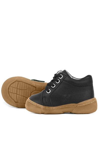 Anatomik Yumuşak Hakiki Deri Fermuarlı Siyah Bebek Bot Ayakkabı - Resim 7