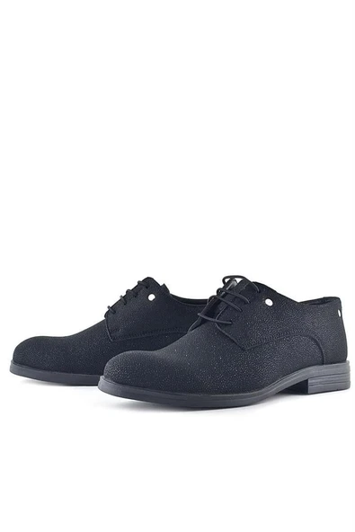 Rakerplus Siyah Simli Bağcıklı Metal Detaylı Klasik Çocuk Ayakkabı - Resim 7