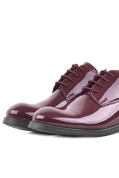Rakerplus Bordo Rugan Bağcıklı Oxford Çocuk Okul Ayakkabısı - 7