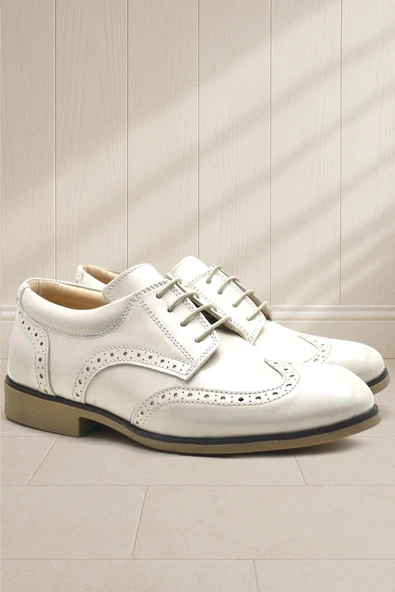 Rakerplus Bej Rugan Bağcıklı Klasik Erkek Çocuk Ayakkabı ürün görseli