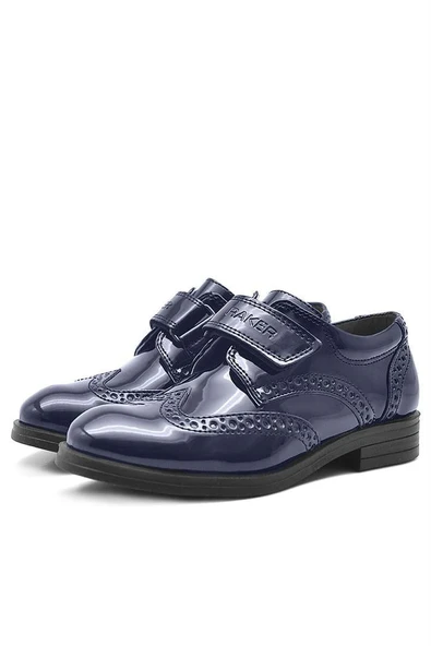 Rakerplus Lacivert Cırtlı Oxford Erkek Çocuk Rugan Ayakkabı - Resim 4