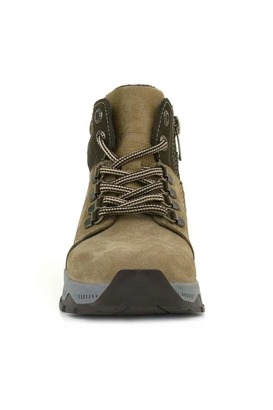 Rakerplus Hakiki Deri Kum Rengi Fermuarlı Trekking Çocuk Bot - Resim 5