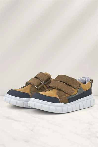 Rakerplus Hakiki Deri Kahverengi Cırtlı Çocuk Günlük Spor Okul Ayakkabı - Resim 9