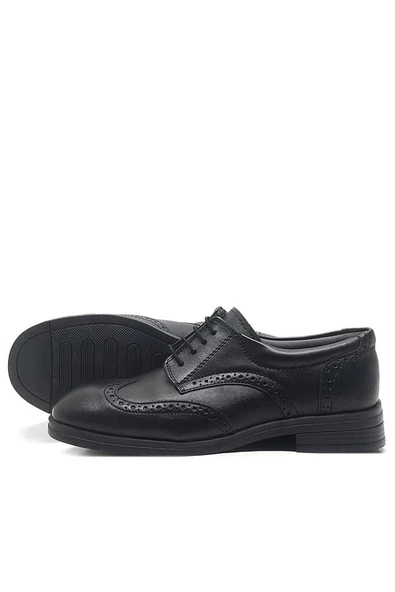Rakerplus Siyah Bağcıklı Erkek Çocuk Klasik Okul Ayakkabısı - 5