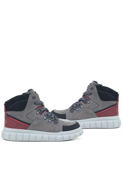 Rakerplus Hakiki Deri Gri Fermuarlı Erkek Çocuk Bot - Resim 8