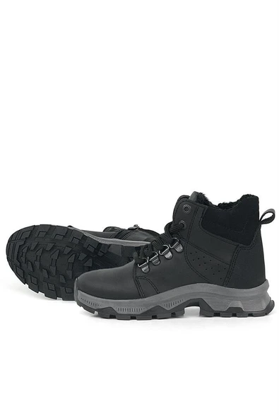 Rakerplus Hakiki Deri Siyah Fermuarlı Trekking Erkek Çocuk Bot - Resim 8