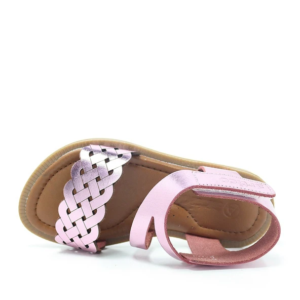 Artico Etoile Hakiki Deri Pembe Vaketa Kız Çocuk Sandalet - Resim 4