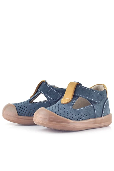 Rakerplus Shaun Hakiki Deri Gri Taba Cırtlı Anatomik Bebek Sandalet - 7