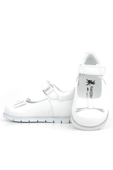Rakerplus Beyaz Rugan Fiyonklu Kız Bebek Babet Ayakkabı - Resim 5