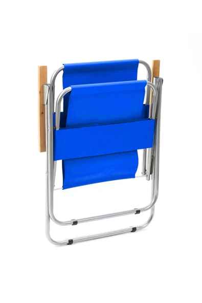 EXENT 2'Lİ Ağaç Kollu Katlanır Piknik Kamp Plaj Bahçe Balıkçı Sandalyesi-MAVİ - Resim 4