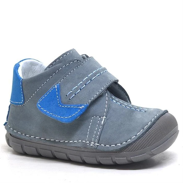 Rakerplus Popeye Hakiki Deri Gri Mavi İlk Adım Unisex Bebek Ayakkabısı - Resim 12