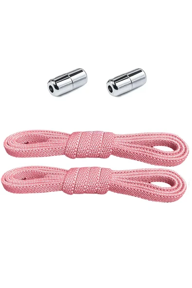 Ayarlanabilir 1 Çift Pembe Vidalı Kapsül Uçlu 6 MM Lastik Pratik Bağcık ürün görseli