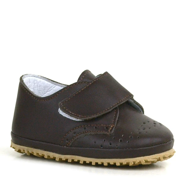 Hakiki Deri Kahverengi Cırtlı Bebek Patik Ayakkabı - Resim 2