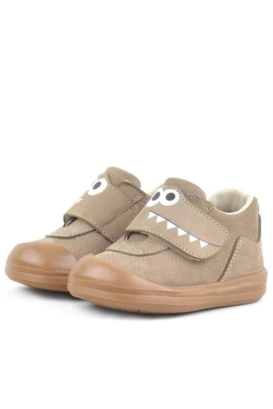 Rakerplus Dino Hakiki Deri Kum Rengi Yüksek Bilekli Bebek Ayakkabı - 5