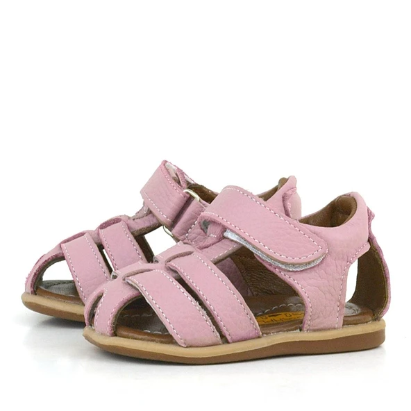 Rakerplus Hakiki Deri Pembe Yumuşak Bebek Sandalet Ayakkabı - 4