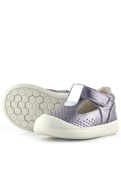 Rakerplus Shaun Hakiki Deri Platin Cırtlı Anatomik Kız Bebek Sandalet - 7