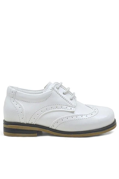 Rakerplus Titan Beyaz Rugan Bağcıklı Klasik Erkek Çocuk Klasik Ayakkabı - Resim 3