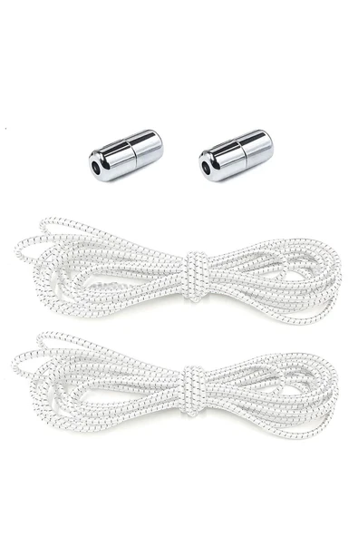 Ayarlanabilir 1 Çift Desenli Beyaz Simli Vidalı Kapsül Uçlu Yuvarlak Lastik Pratik Bağcık ürün görseli