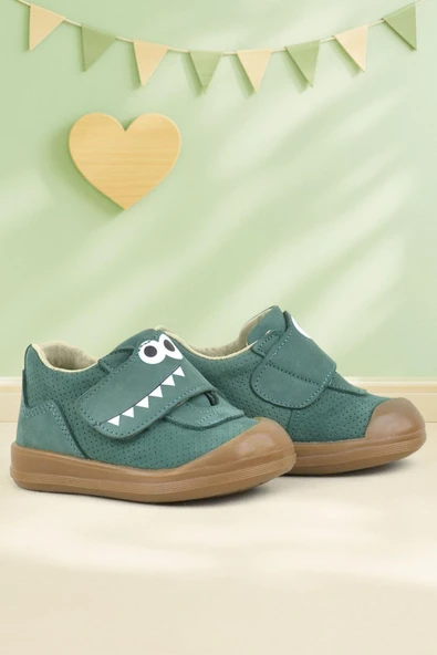 Rakerplus Dino Hakiki Deri Yeşil Yüksek Bilekli Bebek Ayakkabı ürün görseli