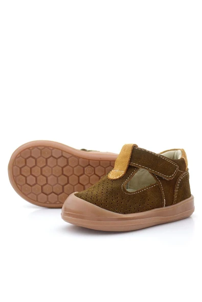 Rakerplus Shaun Hakiki Deri Kahverengi Taba Cırtlı Anatomik Bebek Sandalet - 6