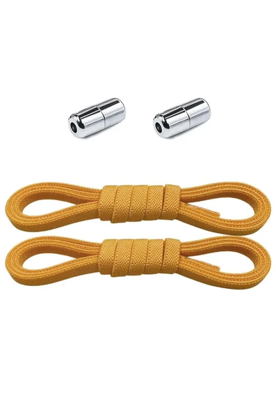 Ayarlanabilir 1 Çift Hardal Sarı Vidalı Kapsül Uçlu 6 MM Lastik Pratik Bağcık ürün görseli