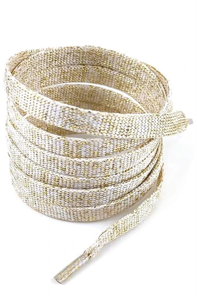 Altın Simli 1 cm Kalınlığında 1 Çift Yassı Spor Ayakkabı Bağcığı - Resim 2