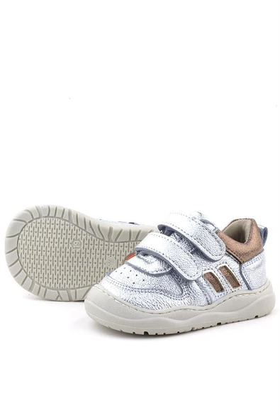 Rakerplus Schaggy Hakiki Deri Gümüş Parlak Bebek Spor Ayakkabı - 7