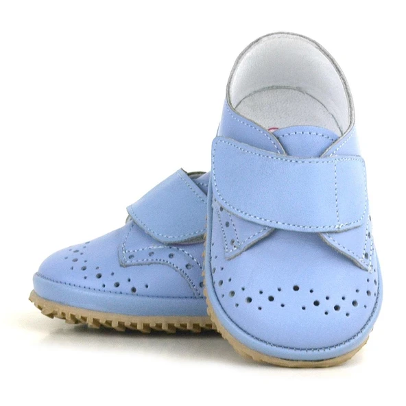 Hakiki Deri Mavi Cırtlı Bebek Patik Ayakkabı - Resim 7